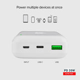 POWER BANK(ВЪНШНА БАТЕРИЯ) 20 000mAh,1xUSB C,1xUSB A,AFC SBS - WHITE