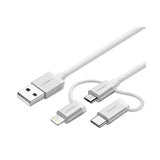 КАБЕЛ USB А/USB-C+Lightining MFI, 1М UGREEN - СРЕБРИСТ