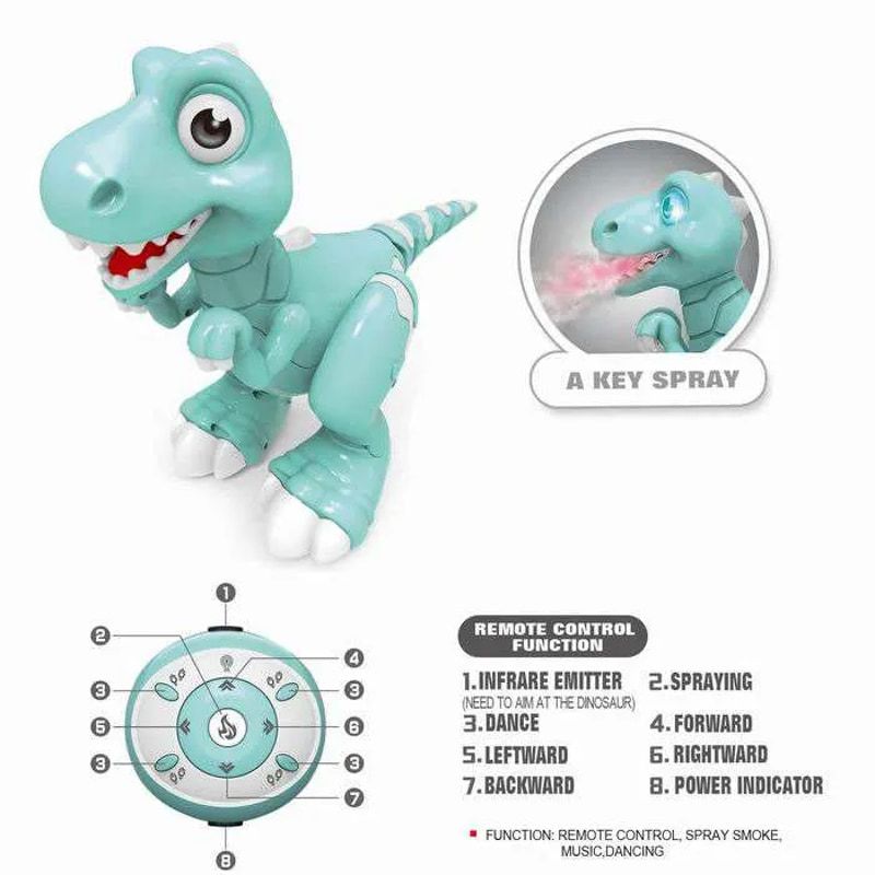 Интерактивен динозавър робот Zynora Smart Dinosaur – Умен радиоуправляем робот с ефект на истинска пара, сензори за жестове и емоции (3 години +)