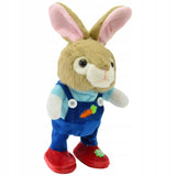 Детско интерактивно плюшено зайче Zynora Dancing & Repeating Bunny – Танцуващо зайче със сини дрехи, повтаряне на думи, ходене и 30 поп песни (26 см, 3+ години)