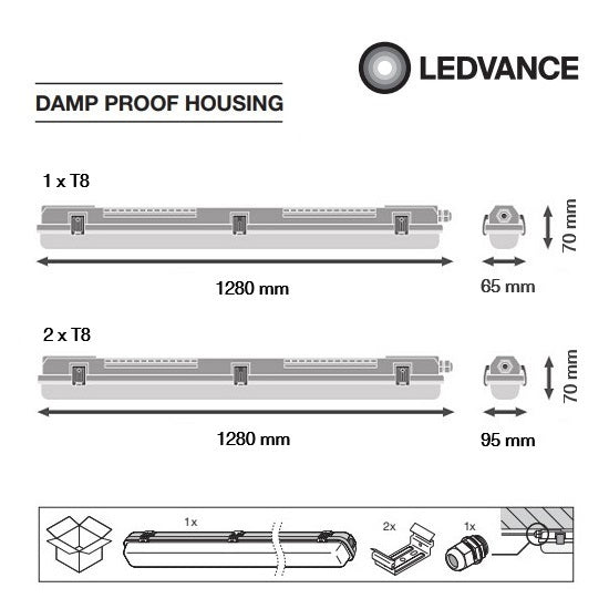 LED ЛАМПА DP HOUSING 1200P 1XLAMP IP65 LEDVANCE