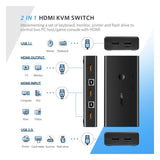 ХЪБ CM200 HDMI SWITCH BOX 2in1 KVM UGREEN