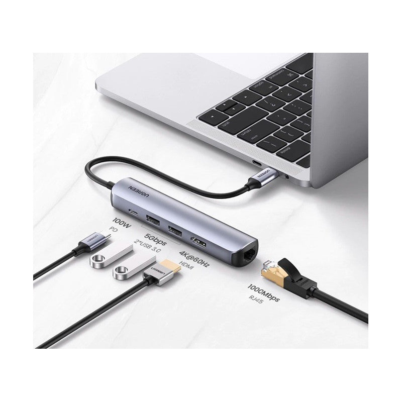 МУЛТИФУНКЦИОНАЛЕН АДАПТЕР 5in1 HDMI 4K-60Hz/RJ45 CM418 UGREEN