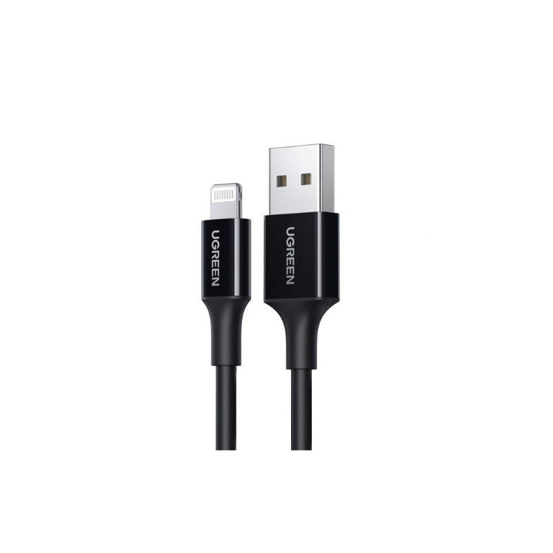 КАБЕЛ USB А/Lightining MFI, 1М UGREEN - ЧЕРЕН