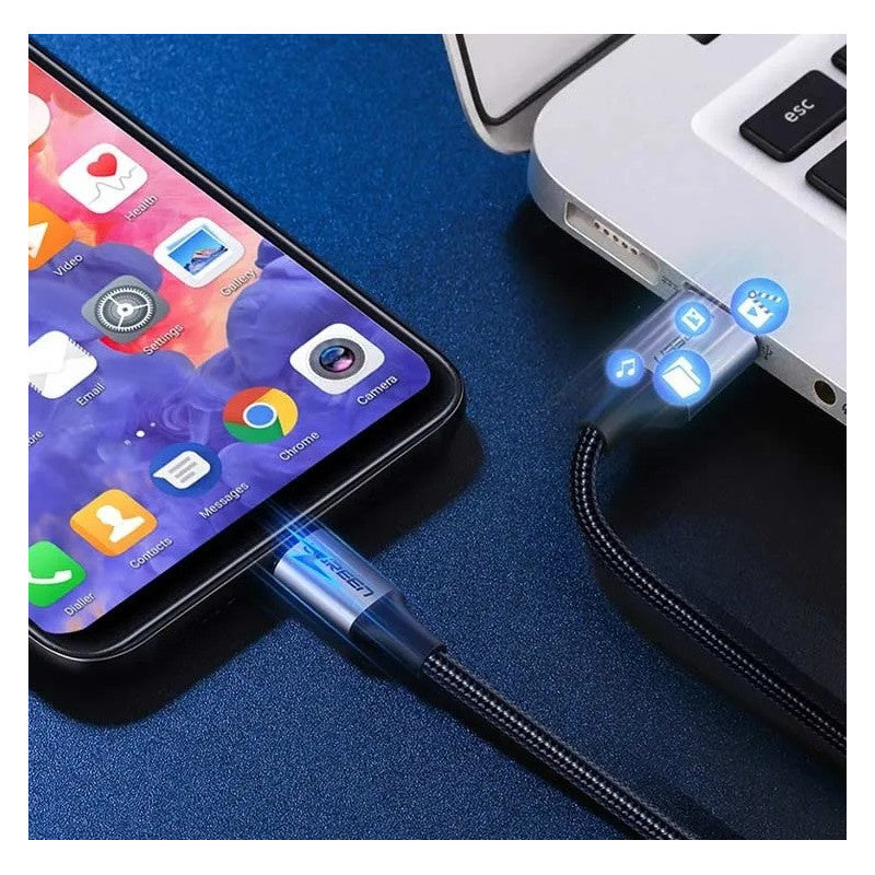 КАБЕЛ USB А / USB-C 3A,1М UGREEN - ПЛЕТЕН ЧЕРЕН