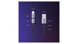 КАБЕЛ 2в1 USB А/USB MICRO+USB-C 3А,1М, UGREEN - ПЛЕТЕН ЧЕРЕН
