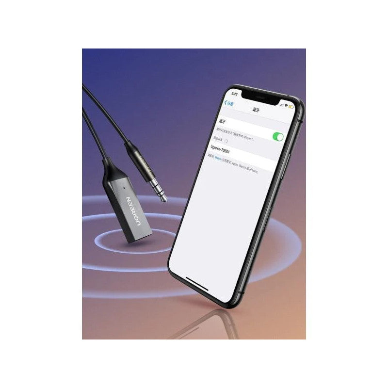 Адаптер BLUETOOTH CAR RECEIVER AUX MIC CM309 UGREEN 5.0/3.5mm, черен