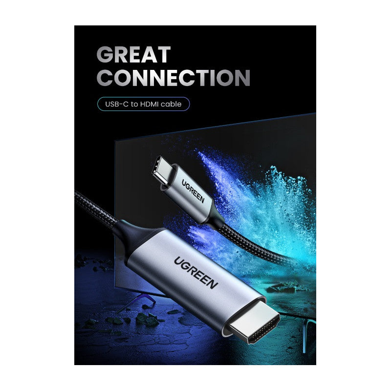 КАБЕЛ USB-C/HDMI 4K UHD ПЛЕТЕН С ДЪЛЖИНА 1.5m MM142 UGREEN