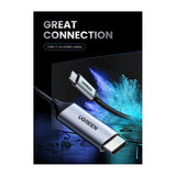 КАБЕЛ USB-C/HDMI 4K UHD ПЛЕТЕН С ДЪЛЖИНА 1.5m MM142 UGREEN