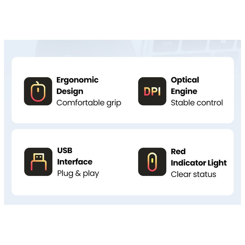КОМПЮТЪРНА МИШКА С ДЪЛЖИНА НА КАБЕЛА 1.5m MU007 UGREEN - ЧЕРЕН