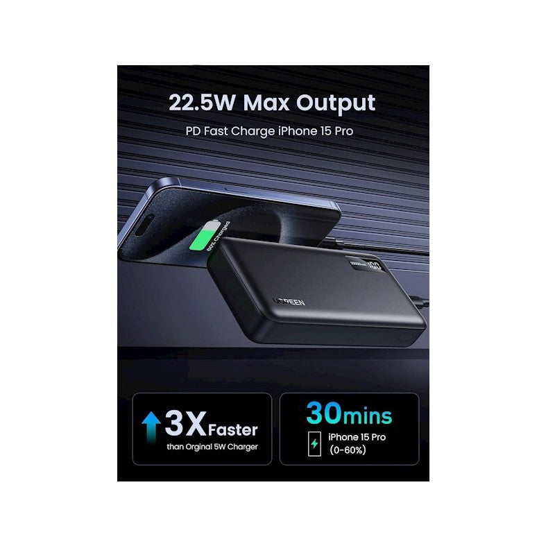 POWER BANK( Портативна батерия) PB312 20 000mAh PD 22.5W UGREEN - ЧЕРЕН