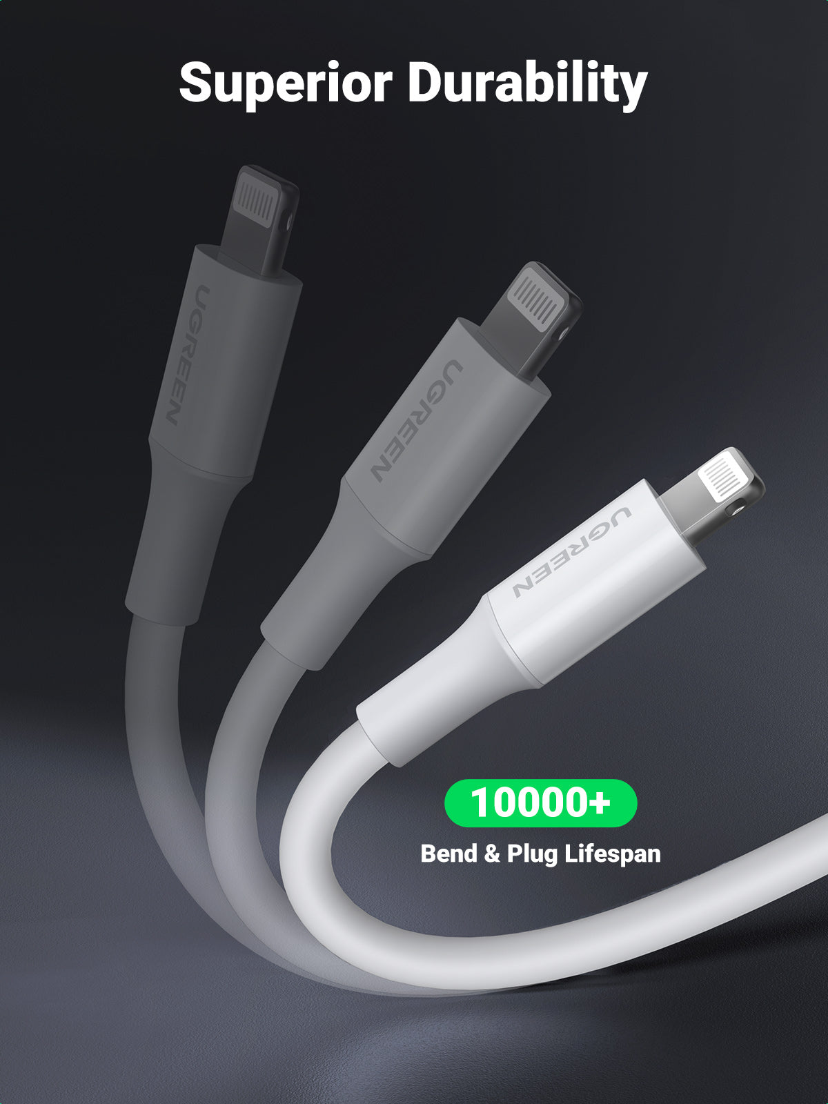 US155 КАБЕЛ USB А / Lightining MFI 2m UGREEN - БЯЛ