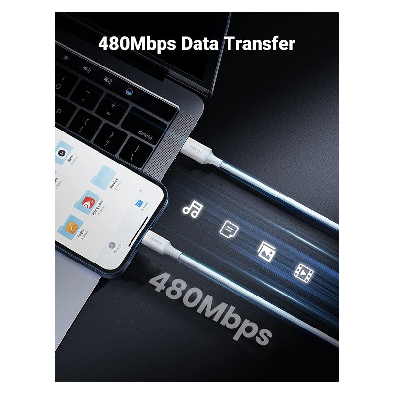 КАБЕЛ USB-C / Lightining MFI 2m US171 UGREEN - БЯЛ