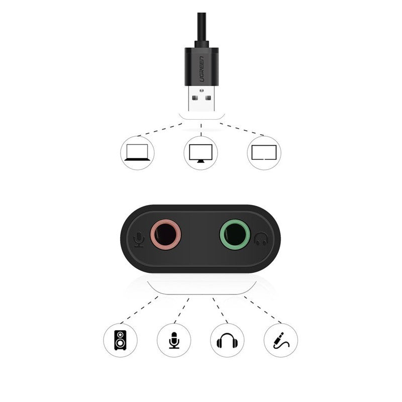 АДАПТЕР USB2.0 3.5mm UGREEN