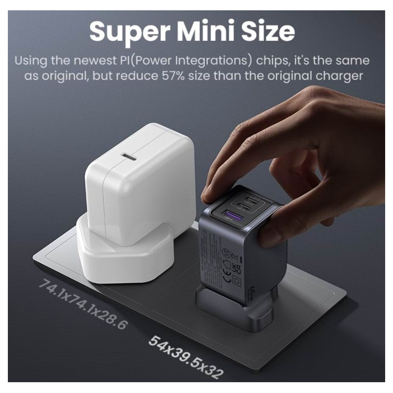 УНИВЕРСАЛНО ЗАРЯДНО УСТРОЙСТВО X755 220V 2xUSB-C 1xUSB A GaN 65W UGREEN