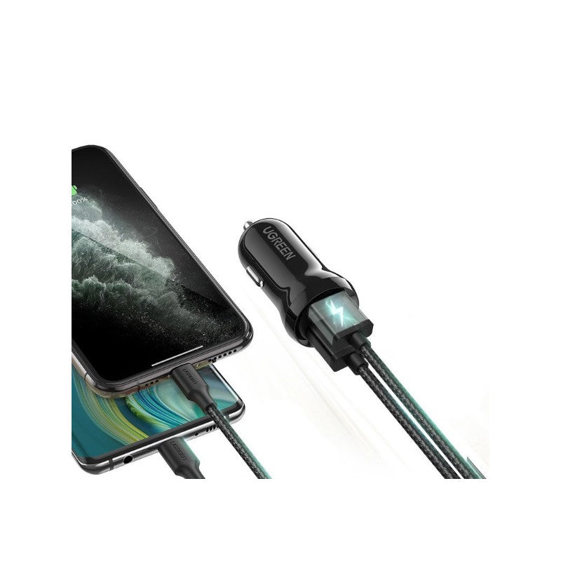 ЗАРЯДНО ЗА КОЛА 2xUSB A,24W ED018  UGREEN - ЧЕРЕН