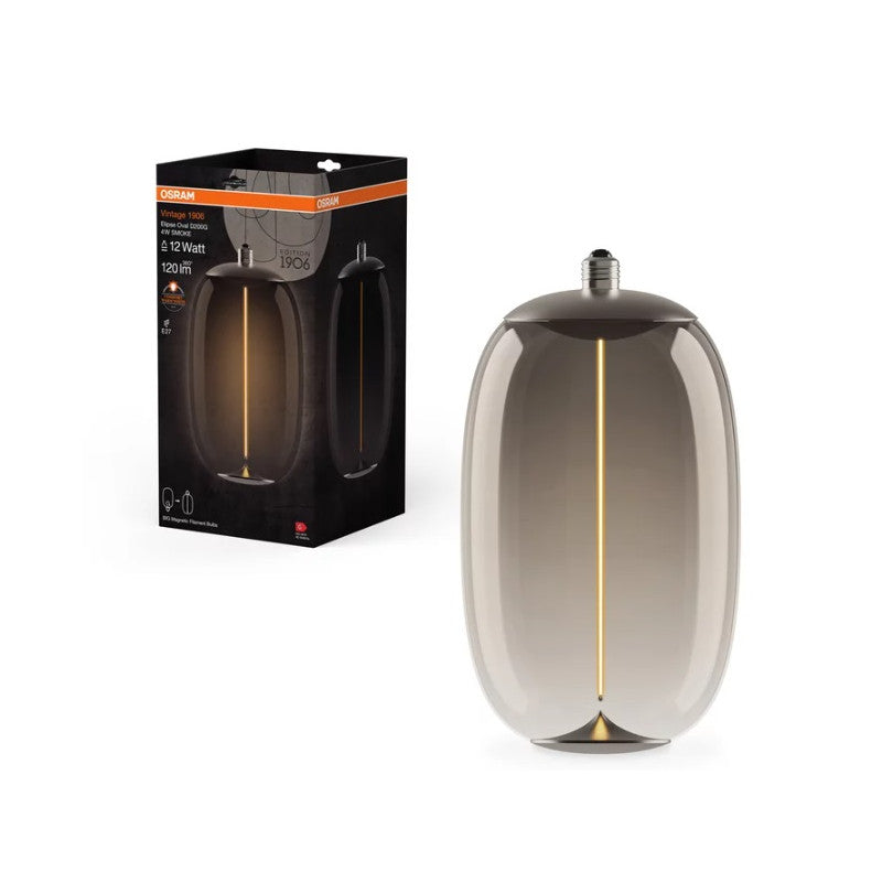 LED ЛАМПА VINTAGE 1906 MAGNET ELIPS OVAL D200G SMOKE 12 LEDVANCE