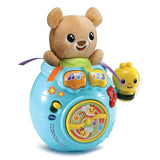 Бебешка интерактивна музикална играчка VTech Peek-a-Boo Bear – Куку-рику Мече с 4 песни, 15 мелодии, изскачащо мече и въртящи се пчелички (6–36 месеца)