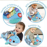 Бебешка мека интерактивна играчка VTech Snuggly Ocean Whale – Плюшен кит с пиано клавиши, 9 песни, 15 мелодии и фрази на английски език (3–24 месеца)