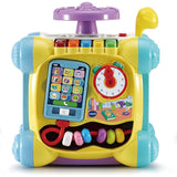 Детско интерактивно музикално кубче VTech Twist &amp; Play – Занимателен активен център с 5 песни, 15 мелодии, сортер, волан и слушалка (9–36 месеца)