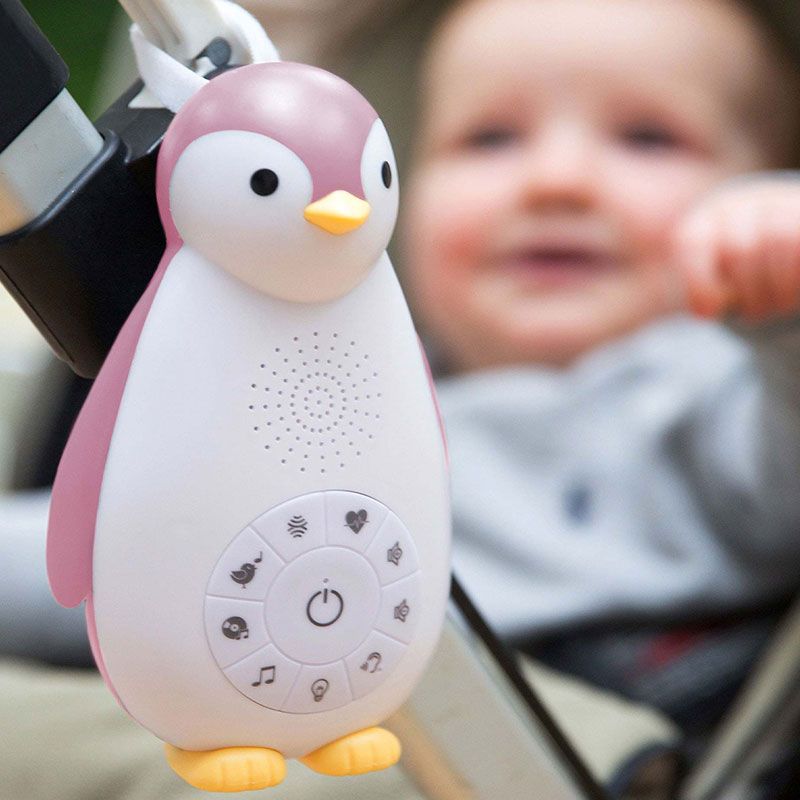 Детски 3-в-1 преносим уред за сън ZAZU Zoe Penguin – Нощна лампа, безжичен говорител и музикална кутия със сензор за плач (0+ месеца)